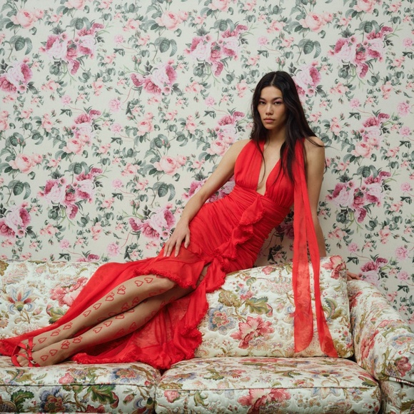 Free  People FOR LOVE AND LEMONS KAYTA IVORY GOWN MAXI DRESS SIZE S - Picture 7 of 7